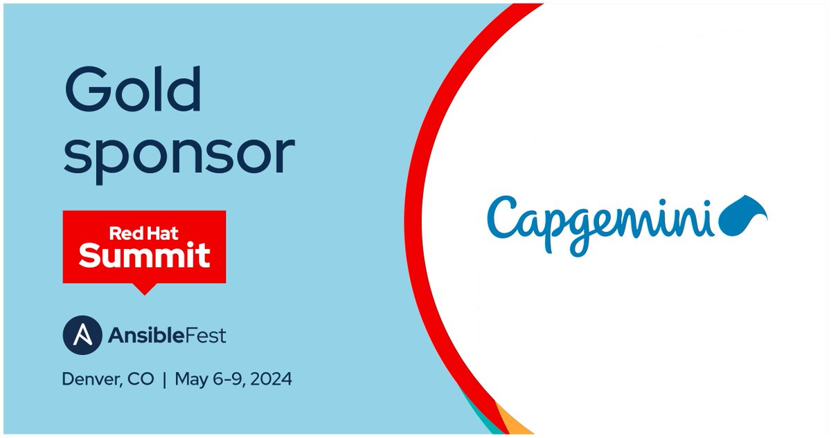 Sponsors make Red Hat Summit possible. We’re grateful for support from Gold Sponsors like @capgemini. Meet them onsite at #RHSummit in Denver. bit.ly/3RSNO41