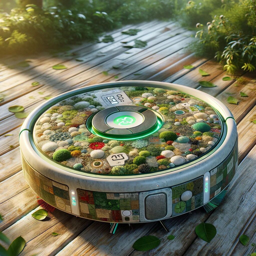 Today we're imagining an eco-friendly robot vacuum working in a sunny, plant-filled home environment. 🌞 🌿 🌍 Happy #EarthDay from Vacuum Wars! #aiart