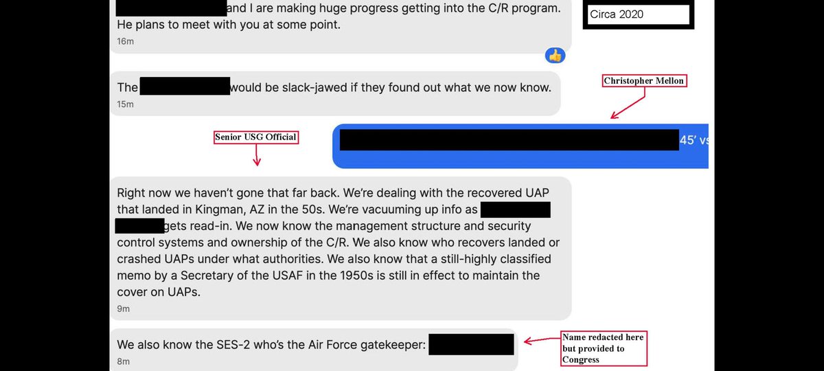 🚨Senior USG official confirming they are dealing with a Recovered Landed UAP in Kingsman,AZ to Chris Mellon. They know the CR Management Structures & name of the USAF gatekeeper.
#Ufotwitter #UfoX  #Uap
