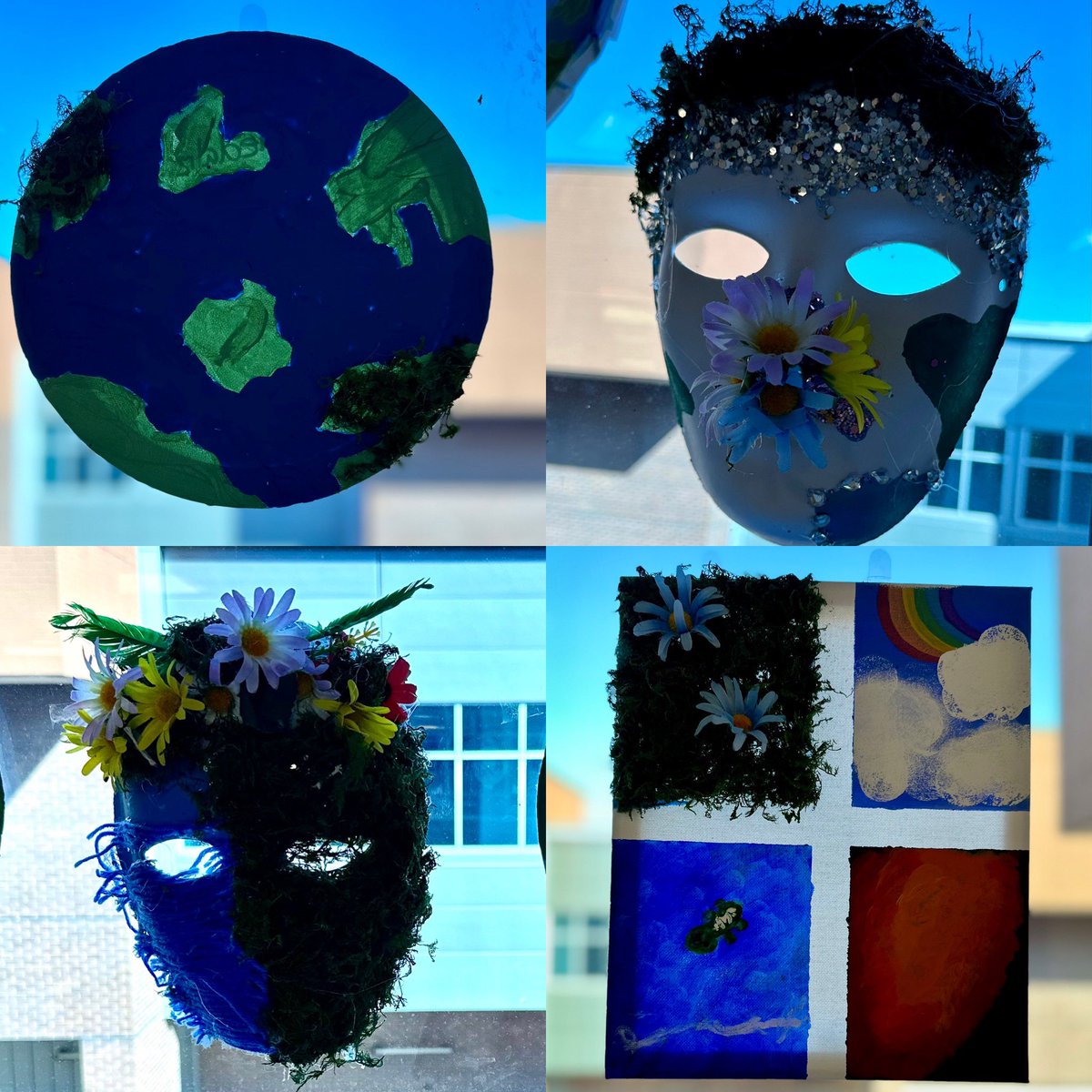 Happy Earth Day from our artists and their mentor, Leanne Mercure 🌟🌟 @KHill_HHST @mjprzy @senor_mitchell @DrMcDermott_AP @Howard_Wildcats #savetheearth #proud #artrocks