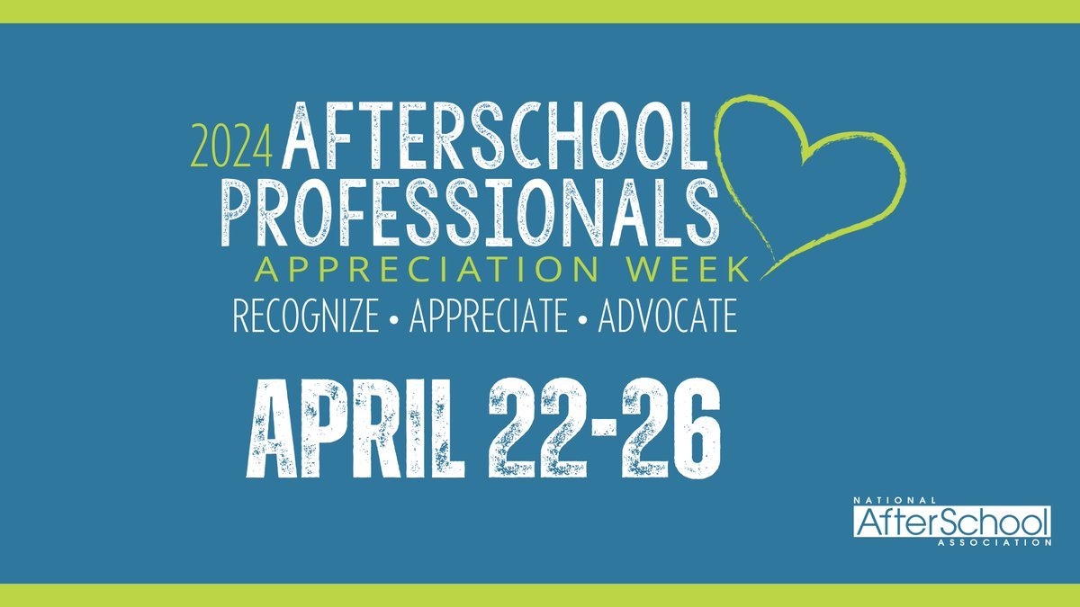 Be sure to recognize, appreciate and advocate this week! There are some phenomenal individuals who show up for our young people each and every day. Show them some love! #heartofafterschool