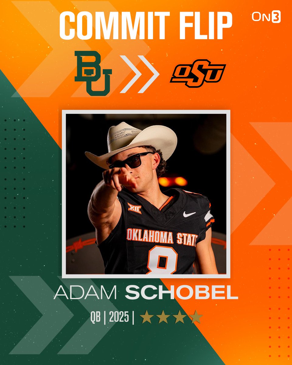 🚨NEW🚨 4-star QB Adam Schobel has flipped his commitment from Baylor to Oklahoma State🤠 Read: on3.com/college/oklaho…