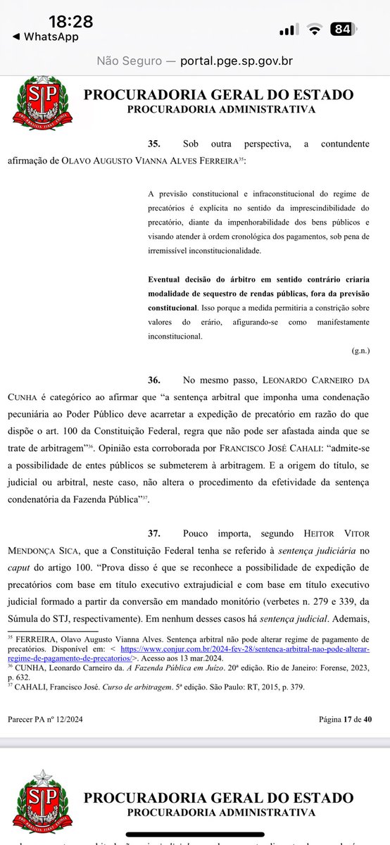 Uma grande honra ver nosso artigo citado em Parecer PA da PGE SP: portal.pge.sp.gov.br/procuradoria-a…