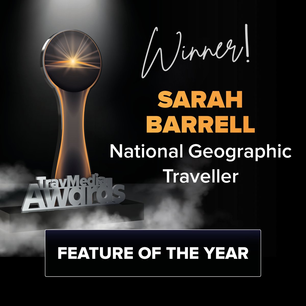TravMedia_UK's tweet photo. Honouring a writer who has created a captivating long-read that beautifully encapsulates the essence of travel.

Congratulations to Sarah Barrell, National Geographic Traveller on winning Feature of the Year!

#TravMediaAwards @TravelBarrell @NatGeoTravelUK https://t.co/gJWBIp9VQX