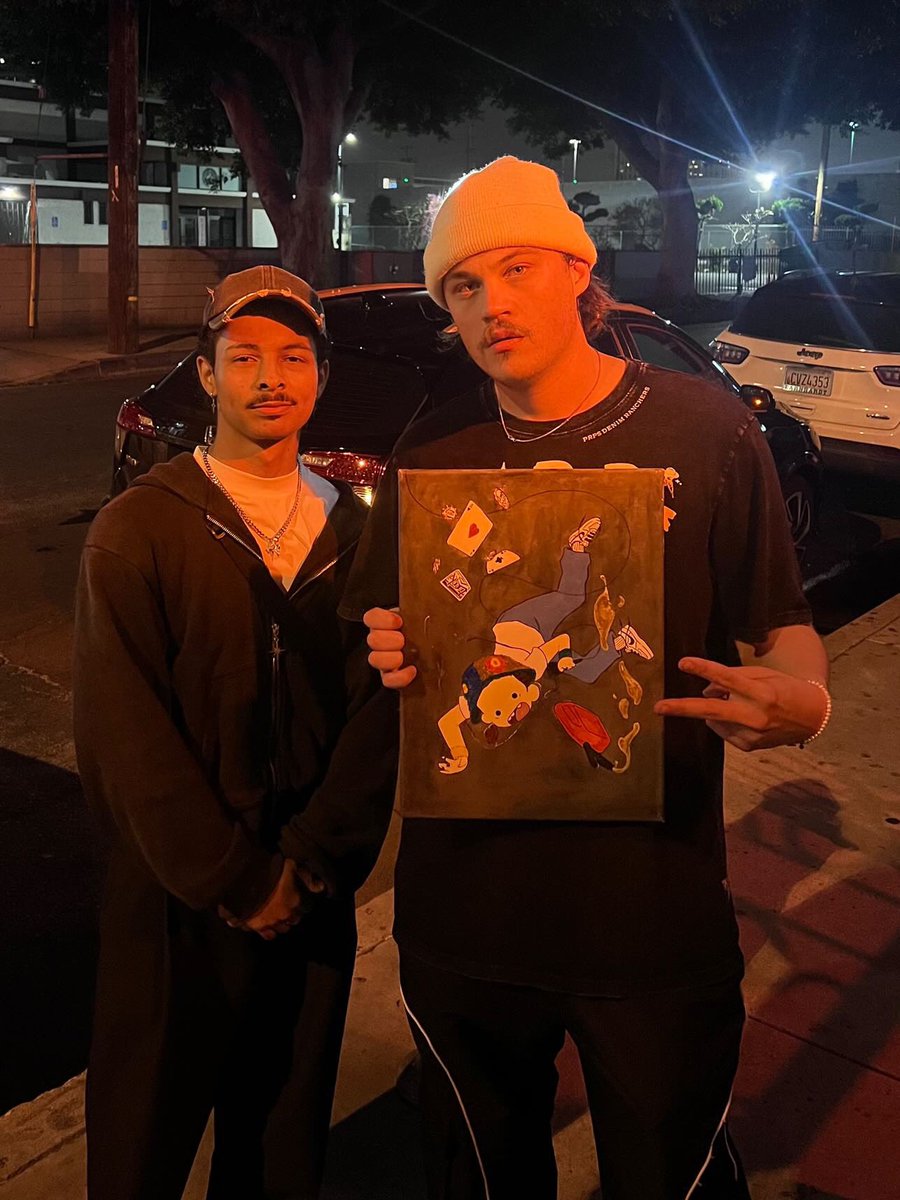 TrentJosiahNC's tweet photo. Fan pulled up with this ALLGASNOBRAKEZ! Adventure time style painting of me. One of my fav things anyone has ever given me. Idk if u have twitter but THANK U LOUiS! https://t.co/TPzTfwa8l7