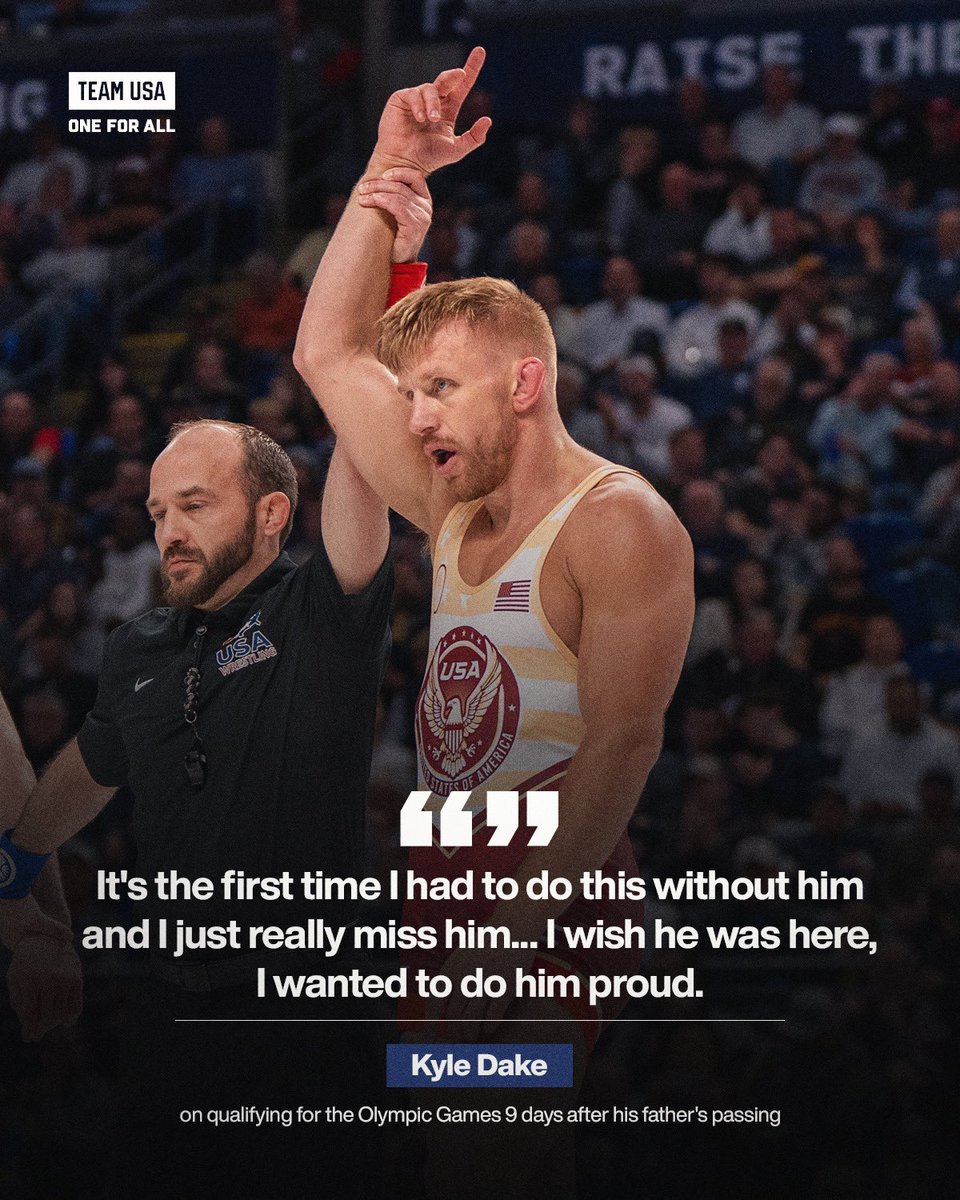 This one means more ❤️ Just 9 days after his father passed, @kyledake444 qualified for his second Olympic Games in front of his whole family. #MTUSA | #WrestlingTrials24