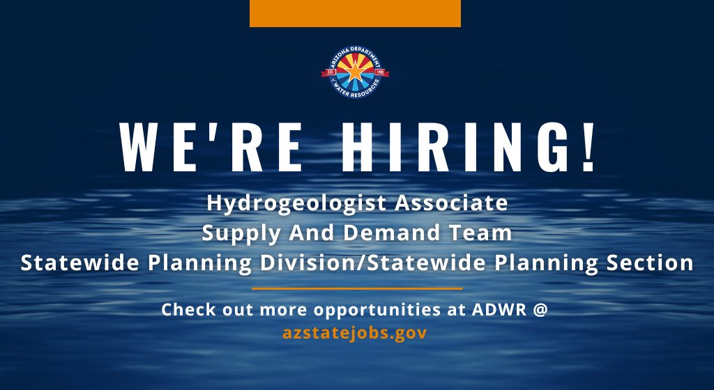 We are seeking a Hydrogeologist to serve as a team lead for developing supply assessments for groundwater basins in the state. #ApplyNow @ ow.ly/Ovml50RlEmU