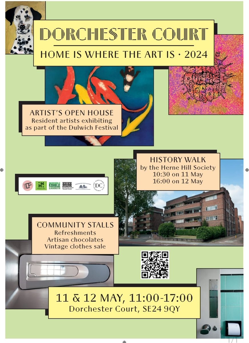 Excited to announce 'Home is where the art is' with @DCMatters2020 as part of the @DulwichFestival - a weekend of art exhibitions, art deco architecture tours, and a vintage clothing sale all at Dorchester Court.