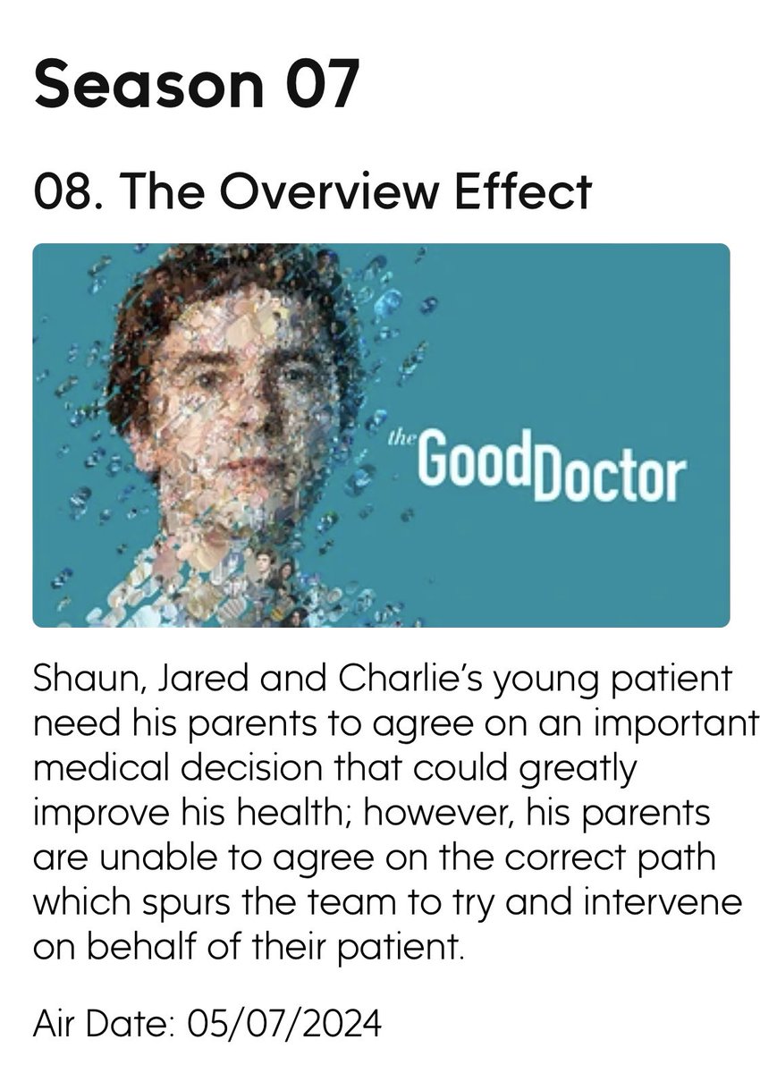 Press Release: “The Overview Effect” 🩻🩺 Source: ABC dgepress 🙌🔗 #TheGoodDoctor #Shea #FarewellSeason