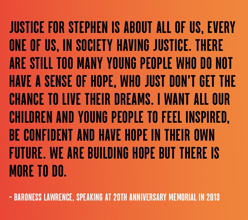 On #StephenLawrenceDay we are reminded of the importance to stand up against discrimination @DLawrenceOBE quest for justice is not complete. It’s also an opportunity to honour Stephen’s life and inspire future generations. Never Forget Stephen Lawrence
