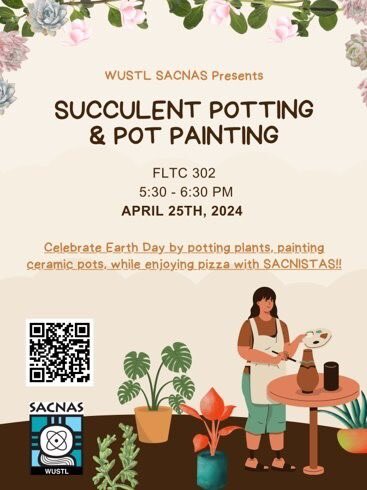 🌎Celebrate Earth Day with SACNAS Thurs. April 25th at 5:30 pm. We will be hosting a succulent planting and pot painting social with PIZZA. 🍕🪴RSVP now using the link here or in our bio: 🔗 forms.gle/4aApQNwaZRnYdP…