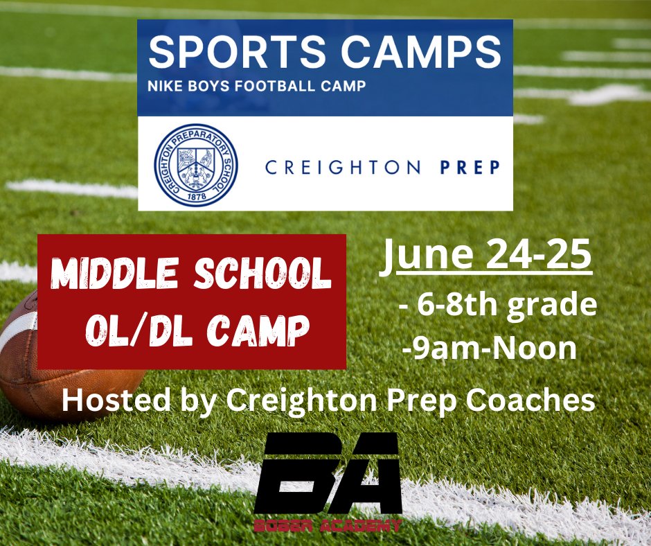 🏈💪I am hosting a Middle School OL/DL camp at Creighton Prep June 24-25, 9am-Noon. Click the link below to register 👇 bit.ly/24CPMSCamp #boberacademy #offensivelinecamp #middleschoolfootball @chrisbober