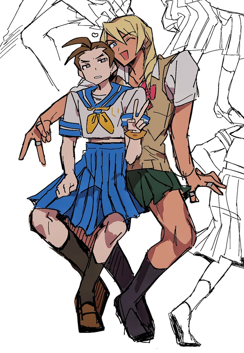 grgrton's tweet photo. 優等生とギャル ※女装 https://t.co/AAvOx3YtM2