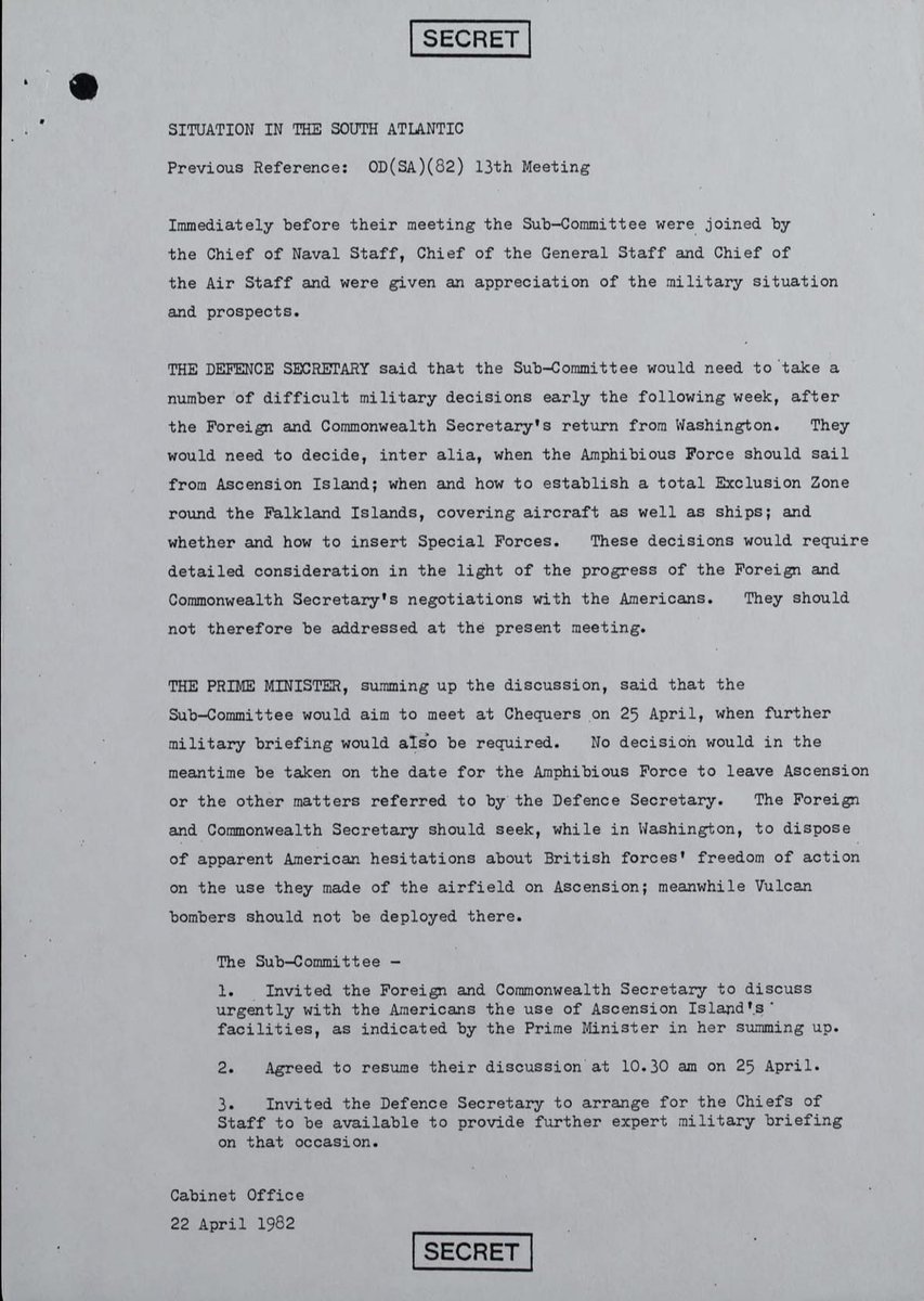 April 22nd 1982: The war cabinet meets at Chequers, and a few interesting points are discussed as below and in the continuing thread... (see below)