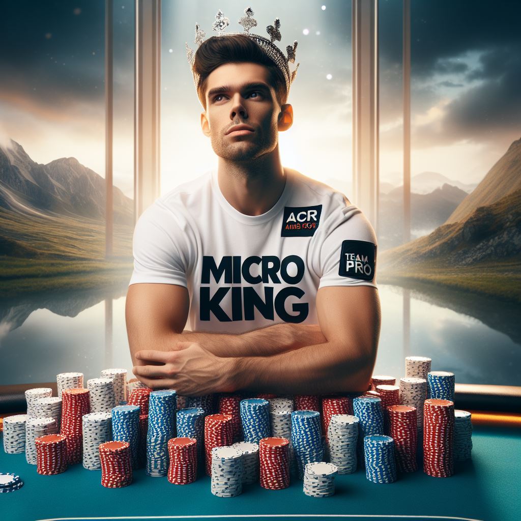 Big shoutout and thank you for the massive raid @ACR_POKER Team Pro @ICuRaRook, the Micro King!  I think this AI image suits you perfectly 😎 

Thanks again!

#BeardedPokerDad