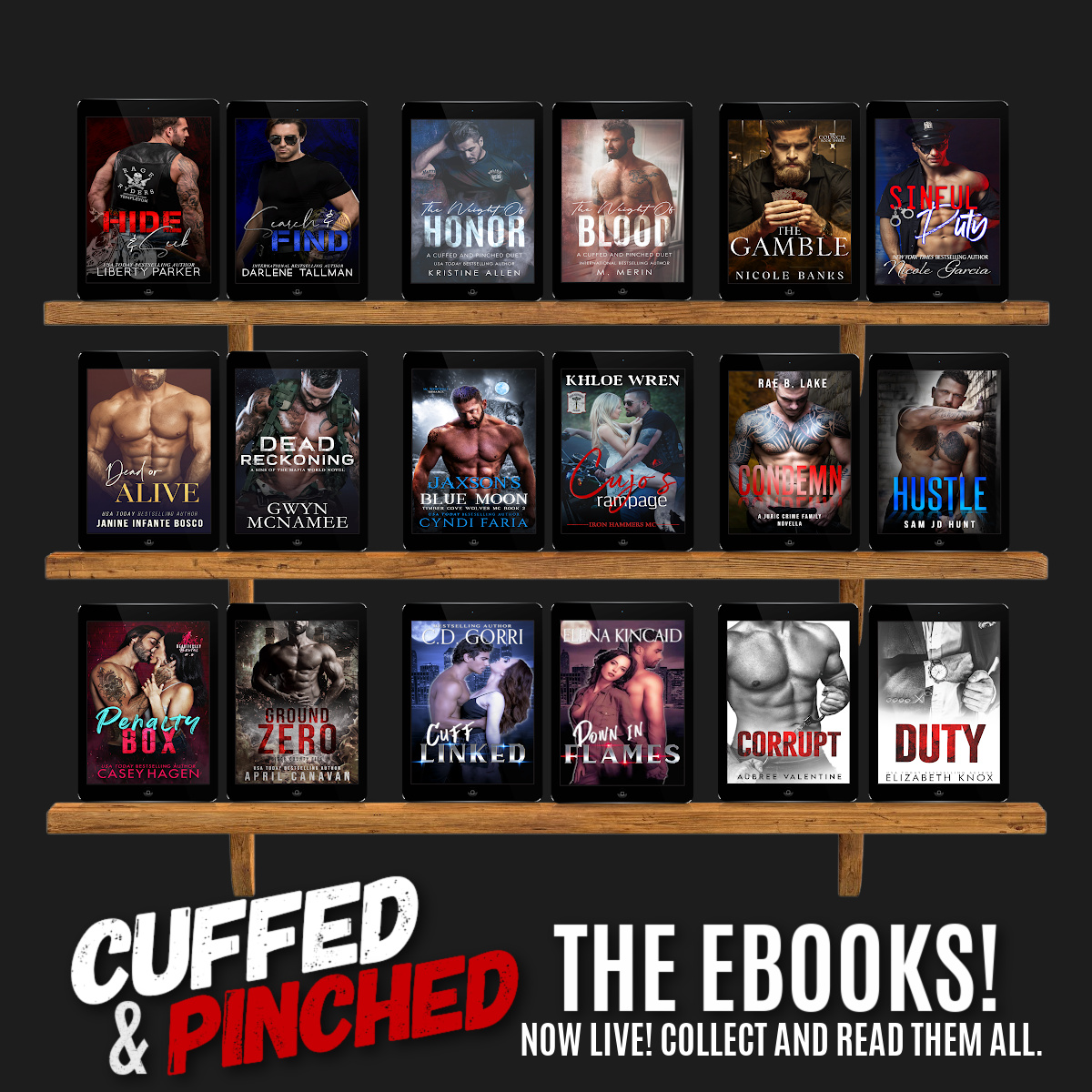 One cop. One bad boy. Two authors. Two stories.
ONE HELL OF A COLLABORATION!

The individual eBooks from the TNTNYC21 exclusive Cuffed & Pinched anthologies are now live. 

Find out more here: bit.ly/3BuOxOw
#nadinebookaholic
#ad