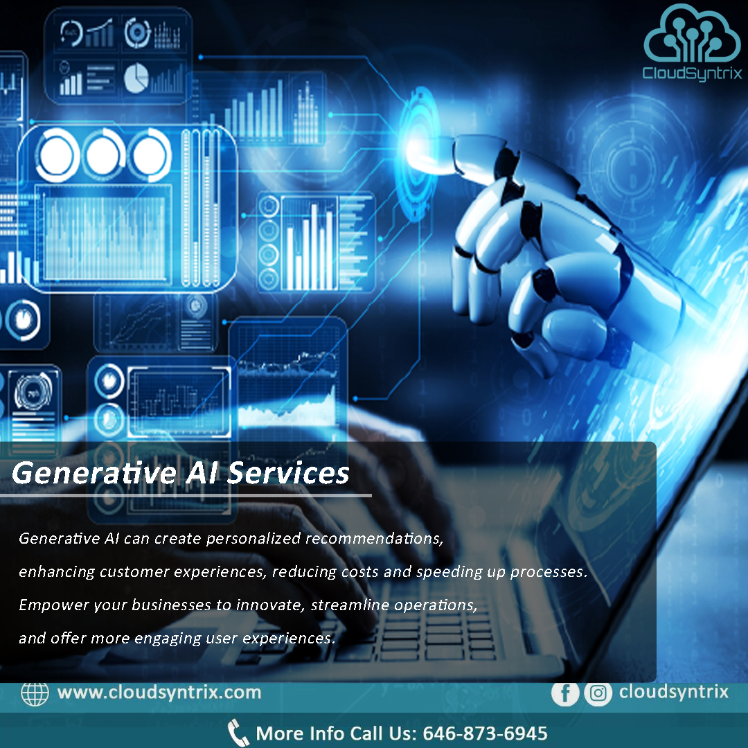 Looking to harness the power of Generative AI?

CloudSyntrix specializes in deploying Gen AI services, providing you with a tailored approach to integrate advanced AI capabilities into your business.

Contact us: info@cloudsyntrix.com

#GenerativeAI #AI #CloudSyntrix #AIservices