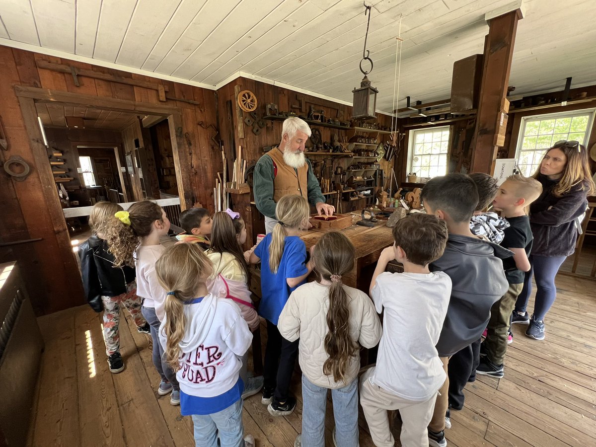 MissBFSD's tweet photo. Allaire State Park field trip was a success! Firsties learned all about what life was like in the 1800s! We went back in time to meet a Blacksmith, carpenters and play games galore! ⏱️ @FSDVikings https://t.co/u8SLfZqRaH