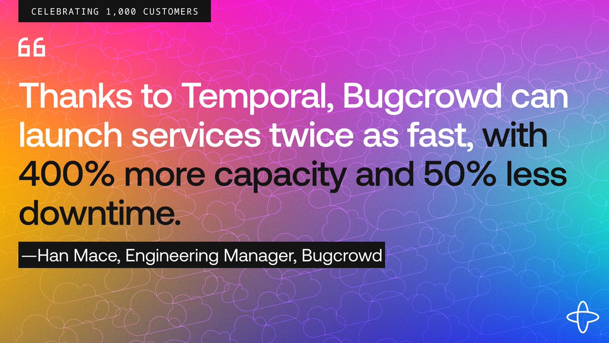 One of the top priorities for our team is to provide developers with a better experience while building their applications. We’re happy to be able to help teams like Bugcrowd save time, so they’re able to focus more on their customers. Learn more 👉 temporal.io/in-use/bugcrowd