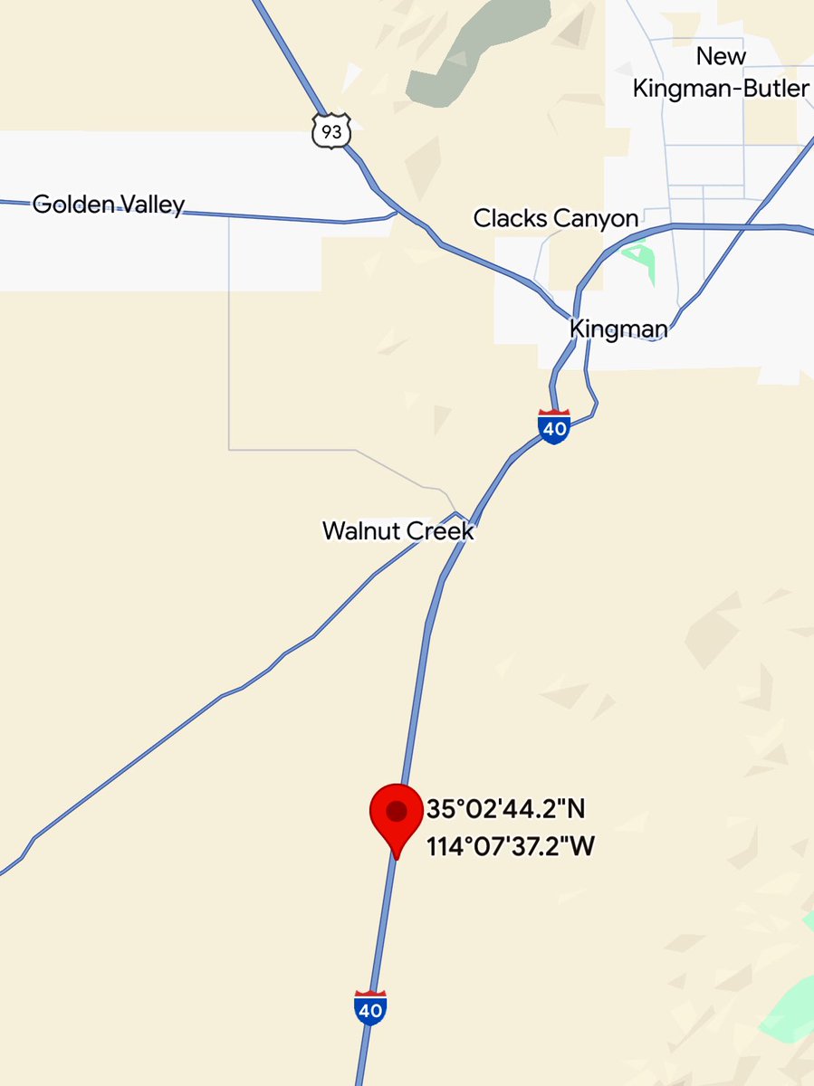 CRD - New Fire Location: I-40 MM38 S of Kingman, Golden Valley FD is on scene of an active brush fire in the median on I-40, MP 38. BLM resources responding. #AZFire Tentative Location: