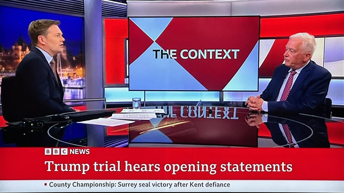 While he was in London for the college's Dickinson in London event, President John E. Jones III '77, P'11, stopped into the BBC to provide some expert legal analysis of the New York state case against former President Donald Trump. #dsonproud