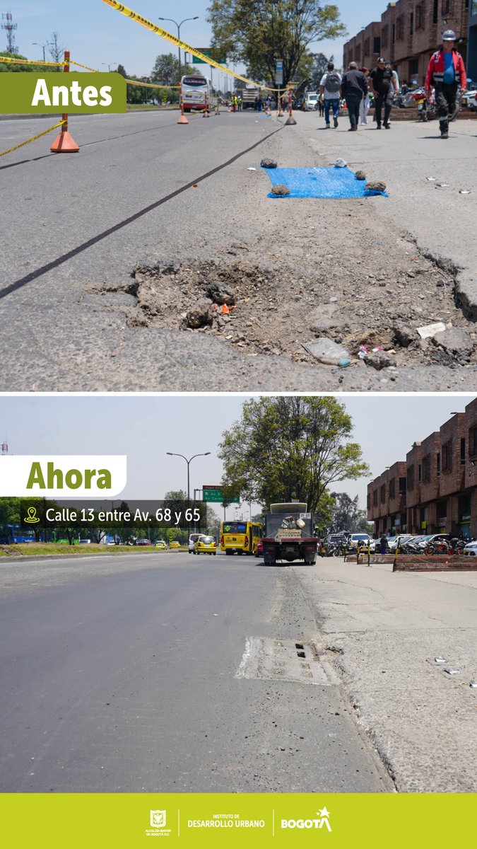 ¡Nos preocupa tu movilidad! Mejoramos la malla vial en una de las zonas que más reportes generaba entre la ciudadanía, la calle 13 entre avenidas 68 y 65. ¡Así luce ahora! 🚗👷‍♂️ #ObrasconPróposito