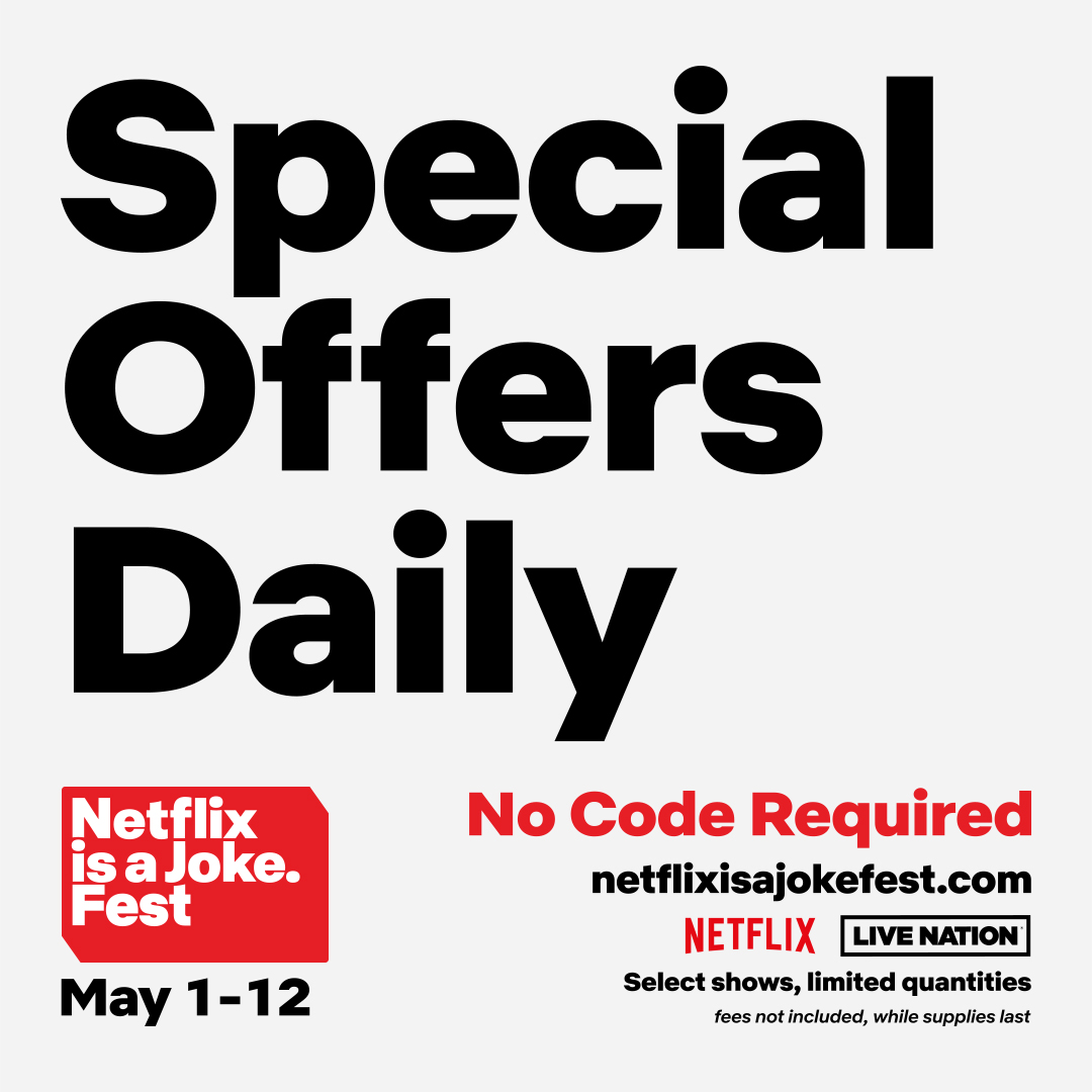 Netflix Is a Joke fest is just around the corner! For a limited time only, special offers are available for shows as part of the Netflix Is a Joke fest! Inventory is limited. Do not miss your chance to attend the biggest comedy festival in North America. No code needed!