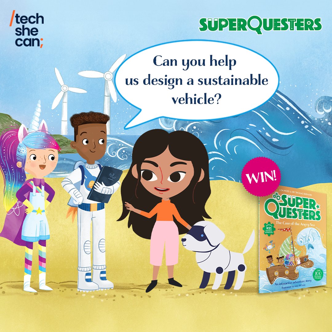 📢COMPETITION TIME 📢

We’ve teamed up with <a href="/Tech_She_Can/">Tech She Can</a> for a special #Earthday competition.

Can you help the SuperQuesters, Tex and Katie design a sustainable vehicle to win books and toys?

Find out more here: bit.ly/3VUXcYF 

📅Closing date 10 May. UK &amp; IRE only.