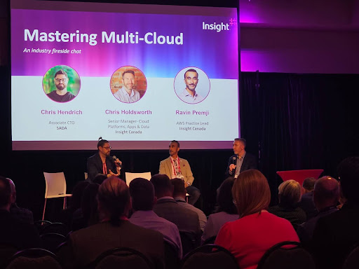 SADA Assoc. CTO, @Chris_Hendrich, recently spoke on a #multicloud panel at @InsightEnt's Drive Tech Expo in Calgary! We were happy to represent the benefits of #GoogleCloud. Connect more at our upcoming Cloud Transformation Tour! ow.ly/7WRX50Rlzj0 #cloudcomputing #Insight