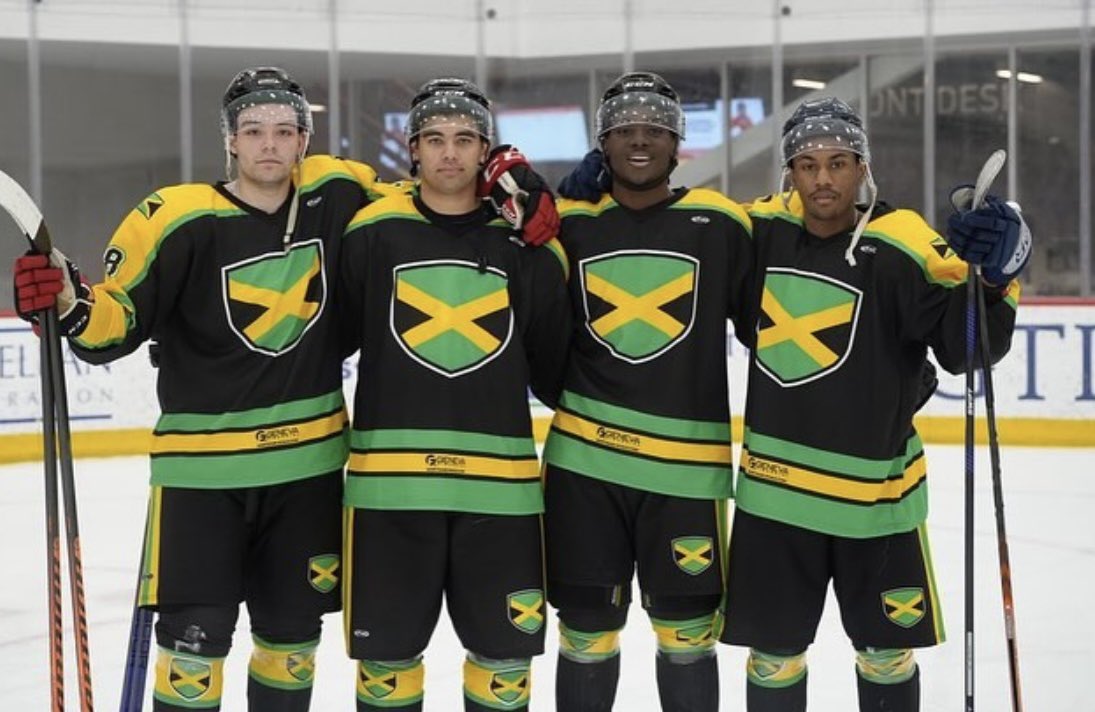 Shots of Maleek McGowan representing Team Jamaica at the 2024 Challenger Series! 📸🇯🇲 #BearTheK | @OHLHockey