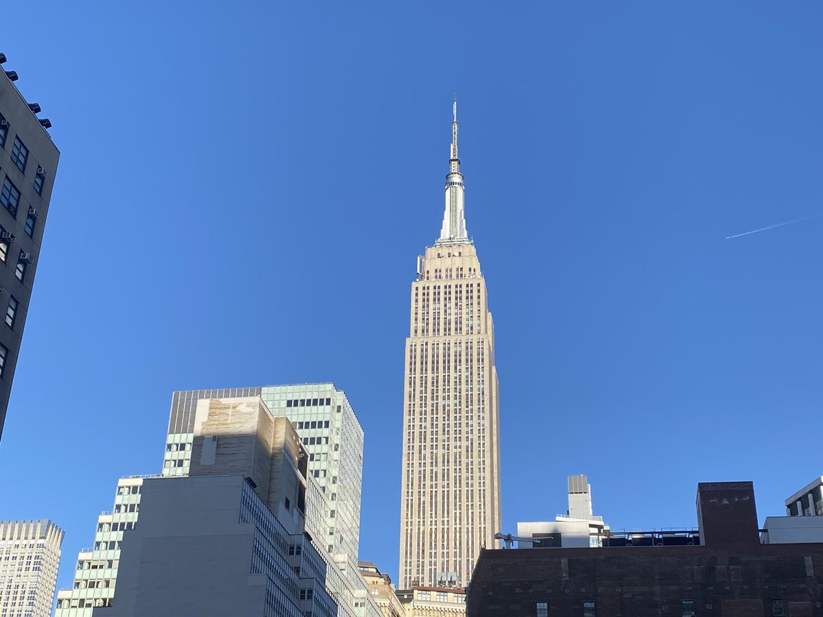 Empire State Building in NYC right now, from 7th Avenue