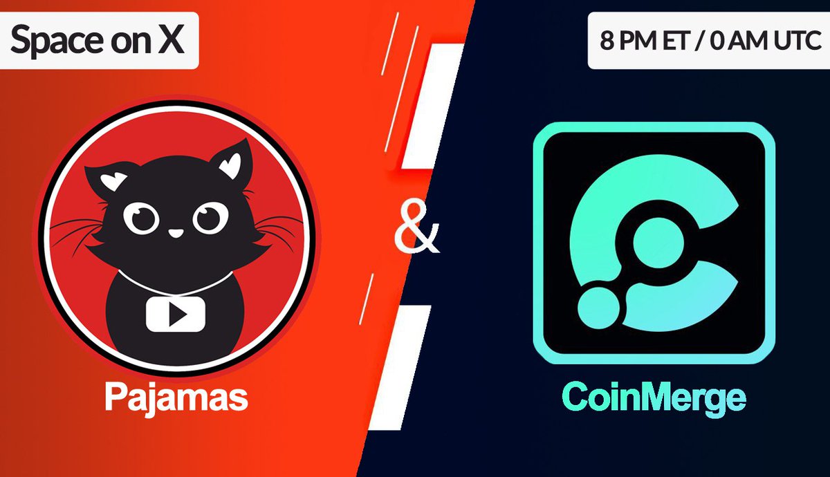 Join us at the @coinmerge Space tonight at 8 PM ET for an insightful discussion on meme coins. Don't miss out on the opportunity to learn more about $Pajamas! Courtesy of our partner: @USACryptoGroup #FirstYoutubeCat #FirstCatToaDollar #PajamasCat #PajamasMafia