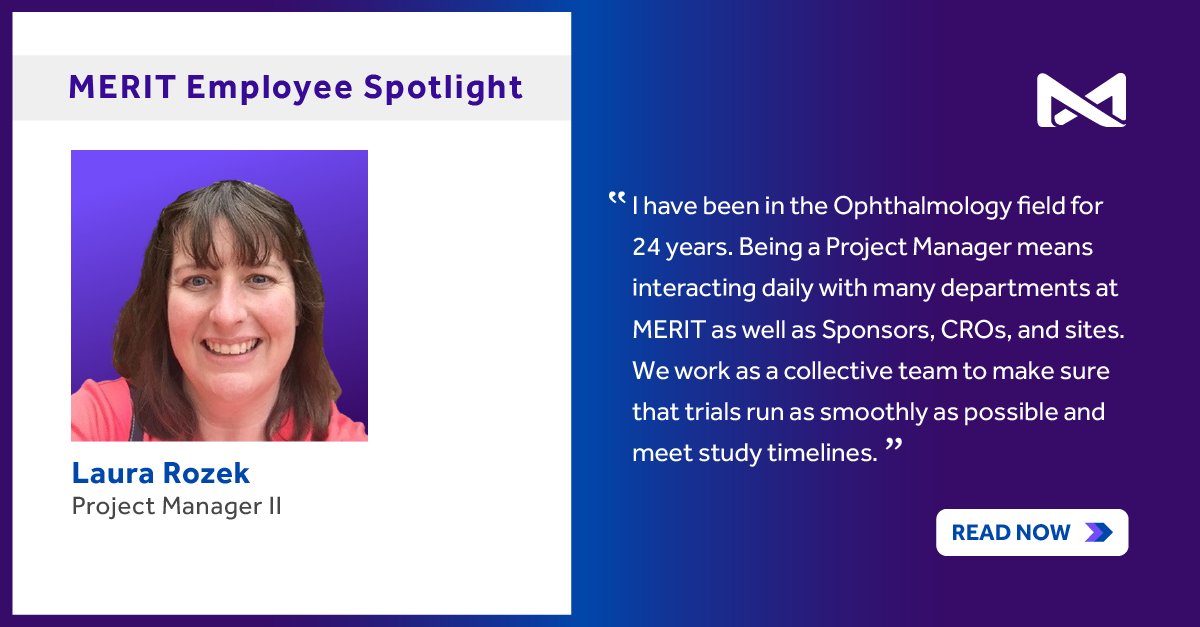 Read our latest employee spotlight to learn more about Laura's role and why she got into clinical research: meritcro.com/merit-employee… #MERITCRO #YourClinicalEndpointExpert #employeespotlight #talentspotlight #clinicalresearch #clinicaltrials