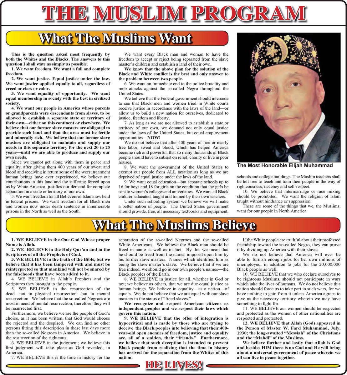 #CommunityDevelopment 'Study The Program of The Honorable Elijah Muhammad.' The Muslim Program noi.org/muslim-program/ This is the question asked most frequently by both the whites and the blacks. Connect @OfficialNOI  @MosqueMaryam  @TheFinalCall