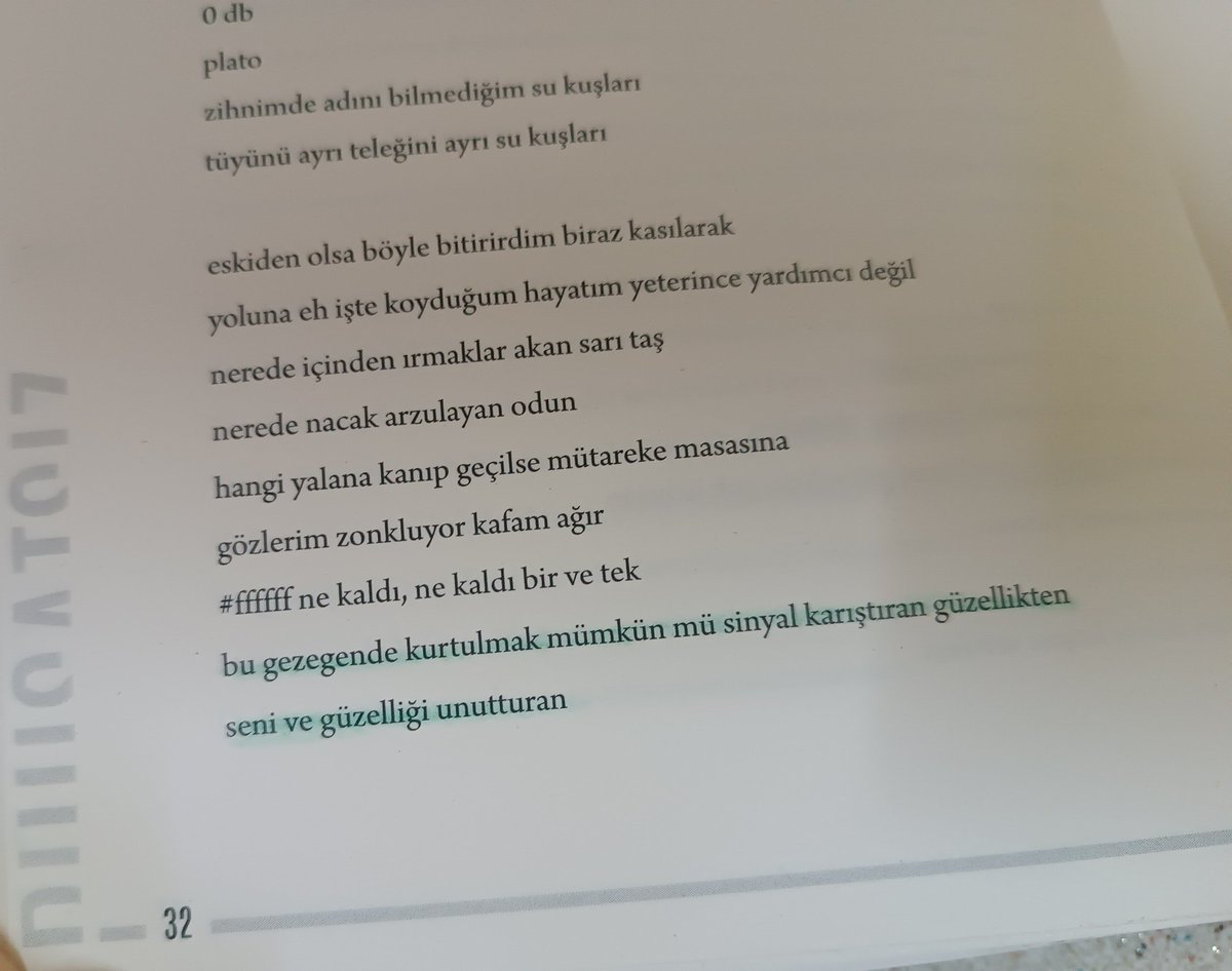 Bu gezegende kurtulmak mümkün mü sinyal karıştıran güzellikten
seni ve güzelliği unutturan
@ruhsatsizdergi s.32