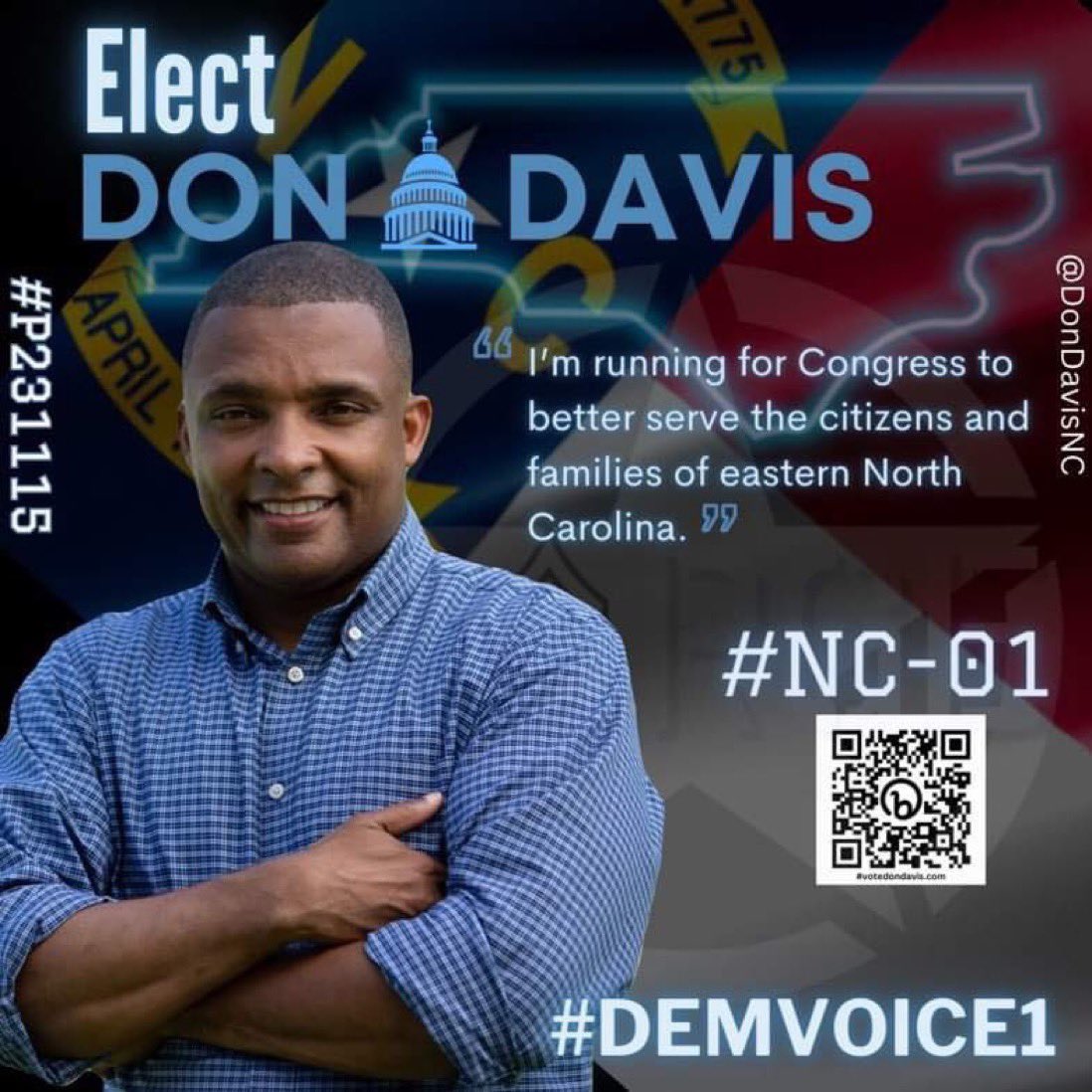 #DemVoice1 #DemsUnited DON DAVIS is running for re-election to Congress in #NC01 @DonDavisNC is a Veteran, 5th generation N Carolinian & a Presbyterian minister who is working to address affordable healthcare, the high cost of groceries & higher wages Let’s support Don and