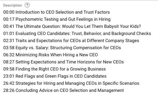 What we discussed at our latest AMA on hiring CEOs with @awilkinson ✍️ 'Would you let them babysit your kids?' Hit Subscribe, learn about hiring, and join the next AMA in May.
