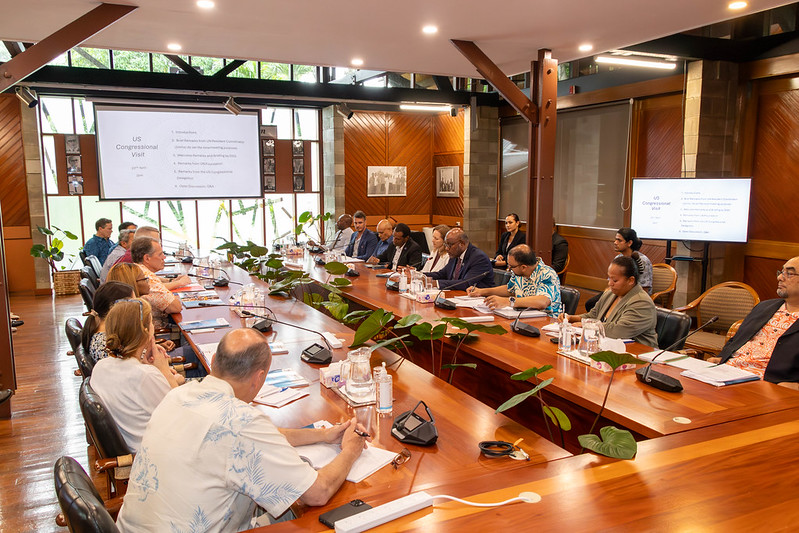 The visiting delegation from the US Congress and @unfoundation paid a courtesy call to @ForumSEC Deputy Secretary General, Esala Nayasi, yesterday as part of their Pacific mission. It was a good opportunity to share with members of the US Congress the key regional political