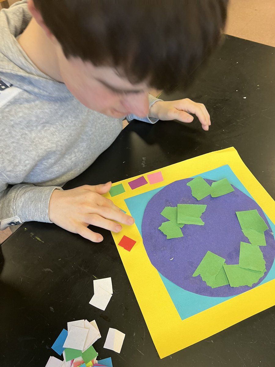 Some Earth Day Art! 🌎 made by the adaptive art crew today!💙