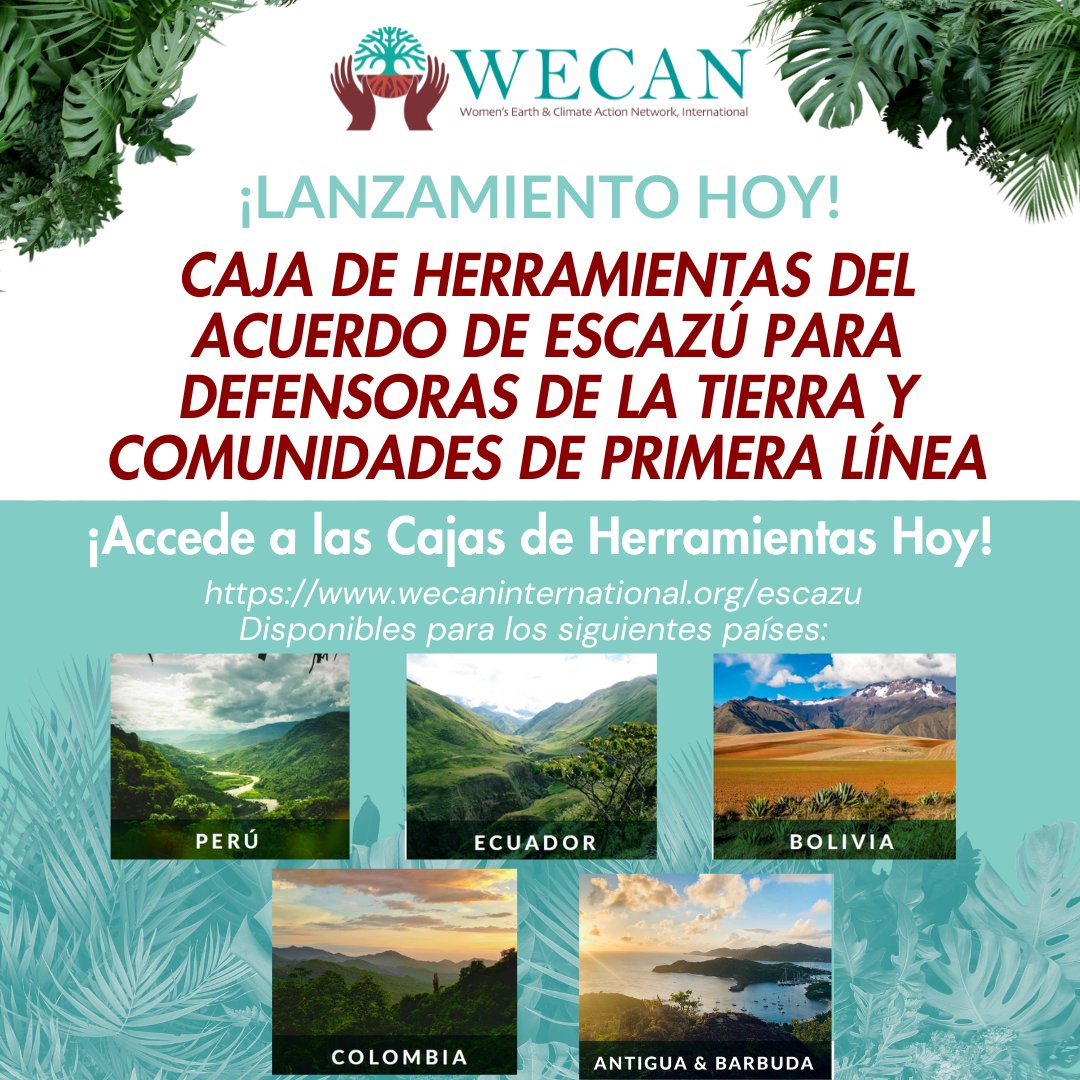 🌎Hoy WECAN lanza un nuevo recurso en la lucha por la justicia ambiental y el apoyo a las defensoras de la tierra en la región de ALC que equipa a las mujeres para navegar por las leyes de su país para lograr las protecciones del #AcuerdoEscazú. Más información →…