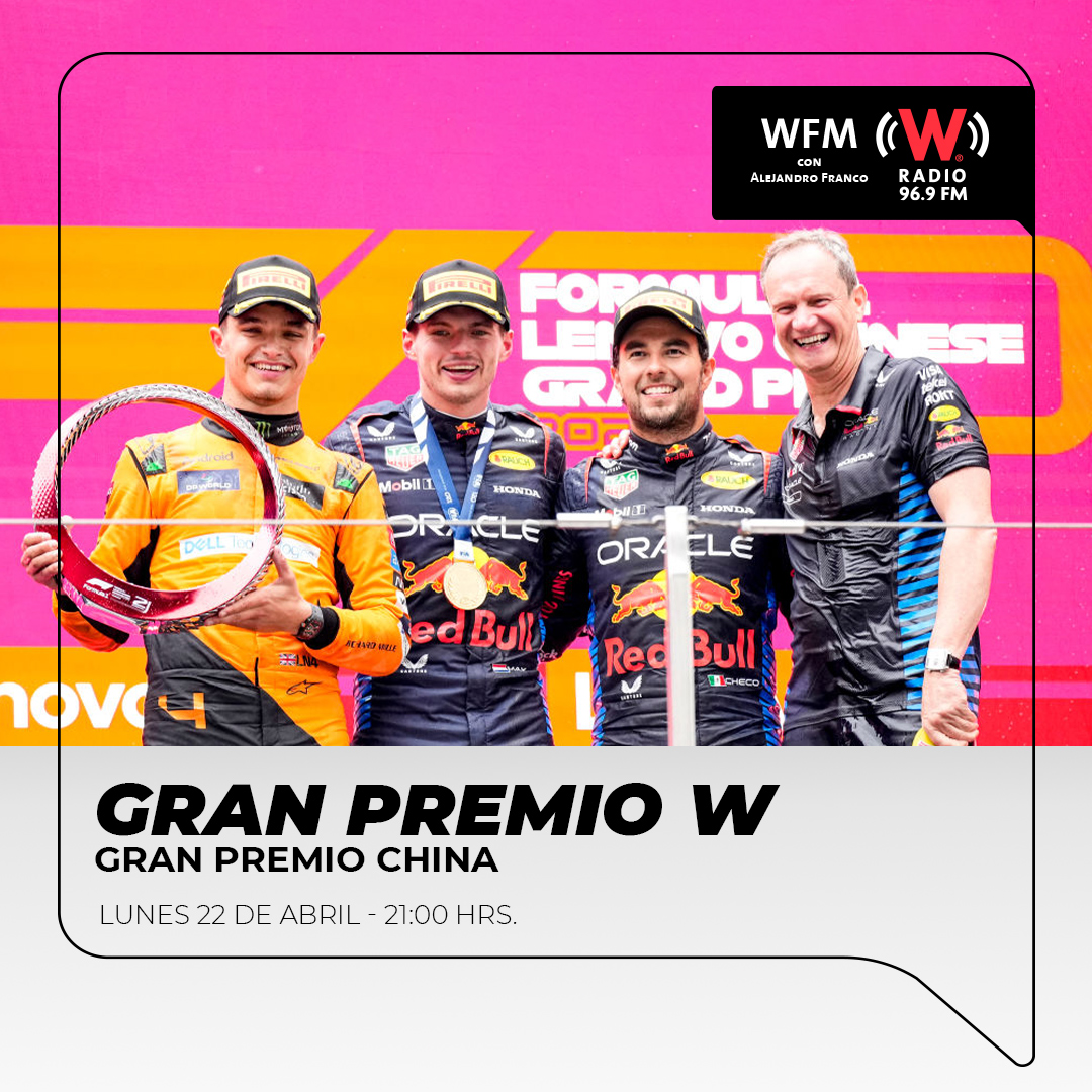 ¡Noche de #GranPremioW! Te esperamos en la mejor mesa de análisis del Gran Premio de China, circuito Internacional de Shanghái 🏁🇨🇳 #F1 #GPW #WFM ⏰ 9:00 PM •Por el 96.9 FM y 900 AM 📻 •Conéctate #EnVivo bit.ly/WRadioAlAire •O en nuestra app bit.ly/3ZGWEnW