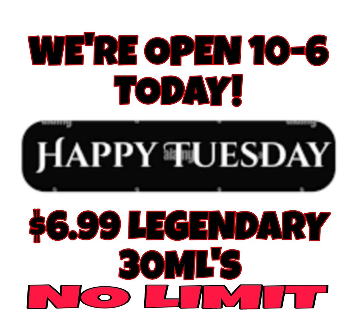 HAPPY TUESDAY!  #Legendary #Deals #stockup #sale #smok #geekvape #sebring #florida #nolimit #saltnic #disposables #supportlocal #ShopLocal #momandpopshop #WeGotWhatYouNeed #Czar #Raz #lostmary #HQD #Orion ##NoLimit and more BEST PRICES IN TOWN!