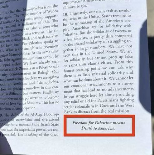 The extremists have decided to put up an encampment on the @UMich campus and are handing out pamphlets that read:

“Freedom for Palestine means Death to America.” @StopAntisemites 

#UniversityOfMichigan #Israel #Palestine #Antisemitic #AnnArbor