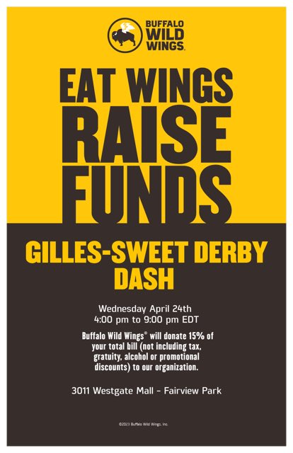 Join us at the Westgate location on Wed. 4/24 to support the Derby Dash!