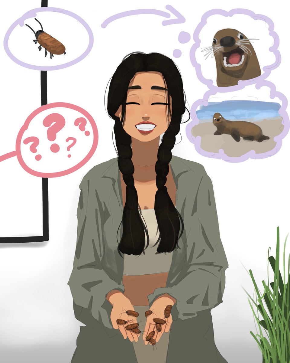 FanOskey's tweet photo. So @Valkyrae was with @AlveusSanctuary for two entire streams and I still don't understand how she thinks roaches are like sealions?? Very brave with all animals though 10/10
#fanart https://t.co/moz6ARZA3E