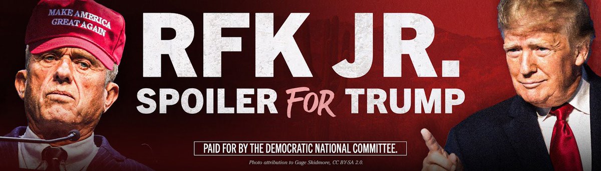 This @DNC billboard will be greeting @RobertKennedyJr in Scottsdale. Reminder: ✅ RFK Jr. was recruited to run by Trump allies ✅ His candidacy is being propped up by Trump’s largest donor ✅ His own campaign staffer said the campaign's top goal is stopping President Biden