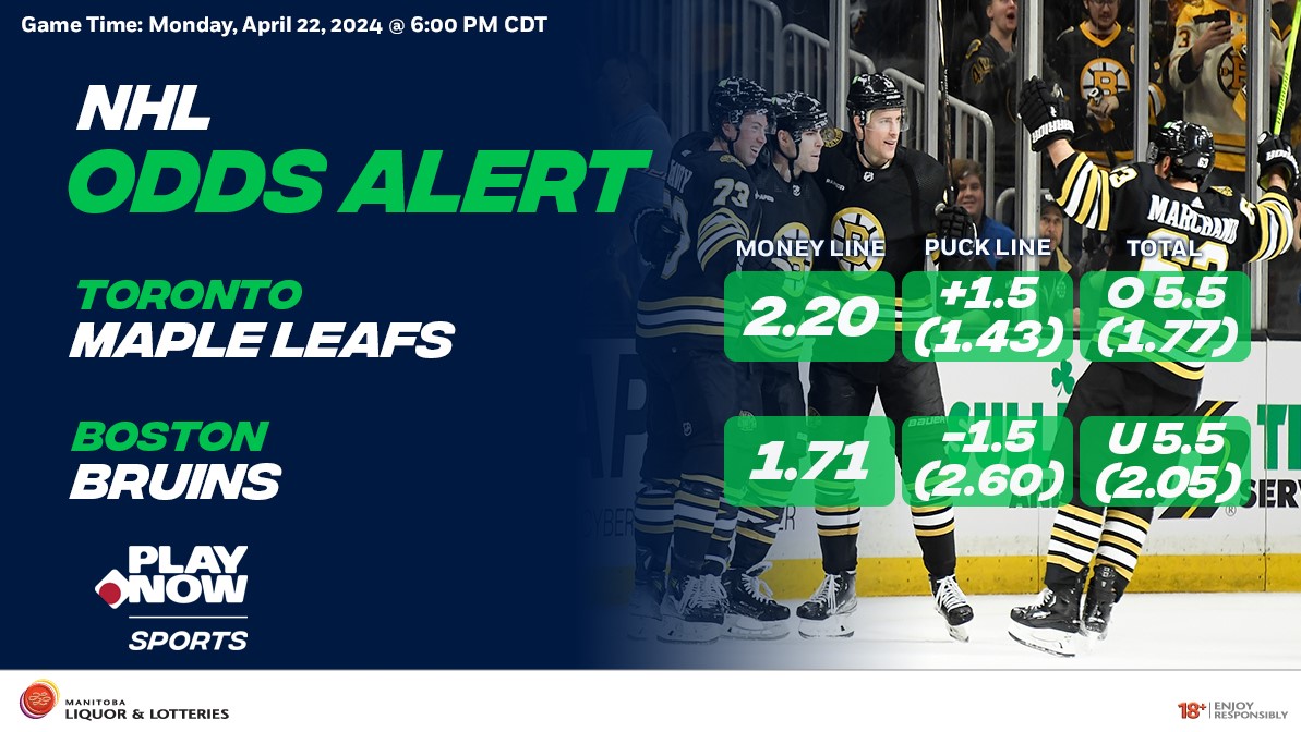 PlayNow Sports Bettors are backing the Bruins tonight👀 Toronto Maple Leafs vs Boston Bruins Bet Splits📈 Bruins ML Bets: 56.4% | Handle: 74.4% Bruins -1.5 Bets: 100% | Handle: 100% Over 5.5 Bets: 75% | Handle: 76.1% bit.ly/4d9oIYn 18+