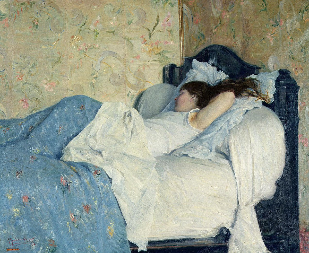 In Bed, by Italian painter Federico Zandomeneghi (1878). In private collection.