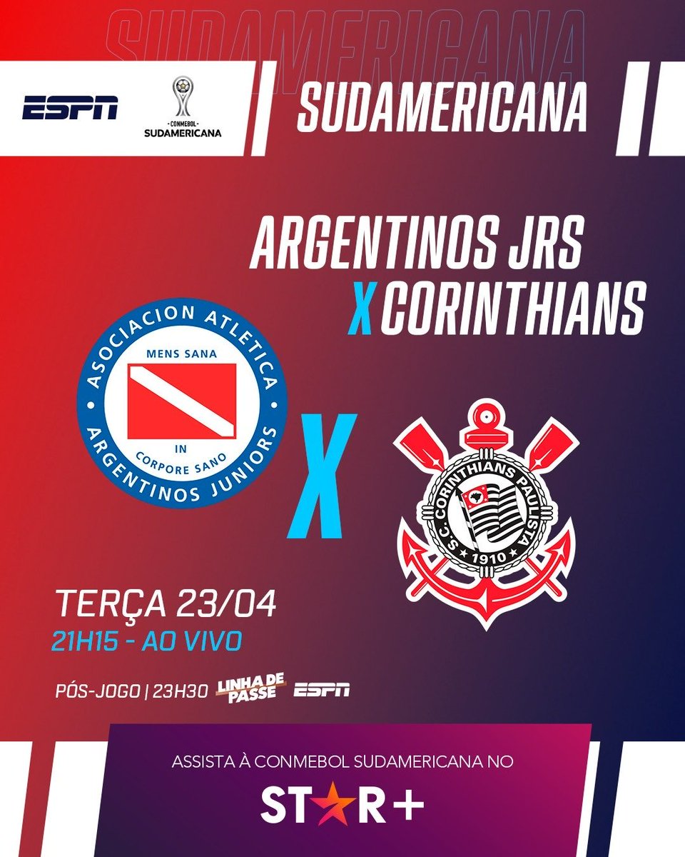 Timão tem jogo pesado na Argentina! Estarei com ⁦@zeelias05⁩ ⁦@eugenioleal⁩ ⁦@simonapito⁩ e Lily Nascimento. 21h30 na ⁦@ESPNBrasil⁩ e ⁦@StarPlusBR⁩ #sulamericananaespn