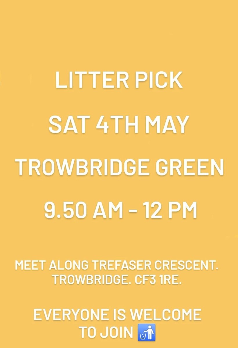 Our next event will be on Saturday the 4th of May, at Trowbridge Green. We'll litter pick the local area including the streets, green space, along Willowbrook Drive and the nearby underpasses. Everyone is welcome to #volunteer with us 🚮 St Mellons Cardiff facebook.com/events/s/litte…